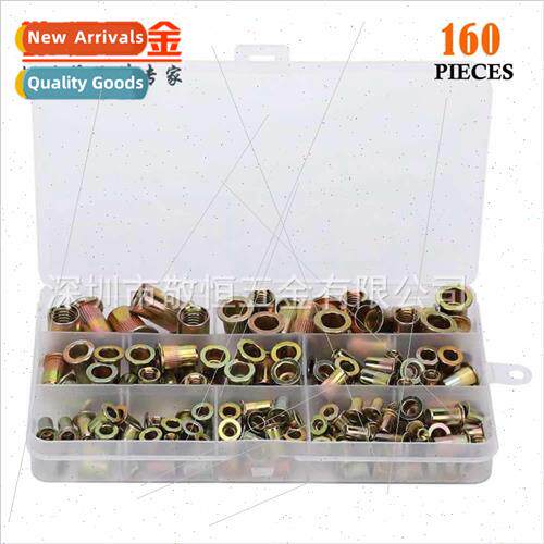 160pcs Rivet Nut M3-M12 Zinc Plated Serrated Nut Flat Head R