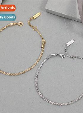 Copper gold-plated silver hemp rope bracelet men women simpl