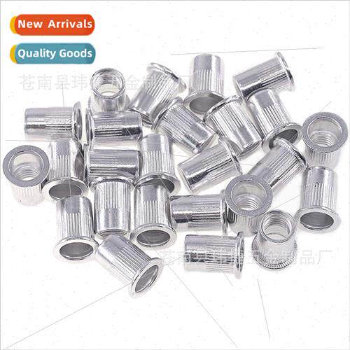M10 100pcs Flat Head Aluminum Rivet Stripe Nut Cap Knurled P