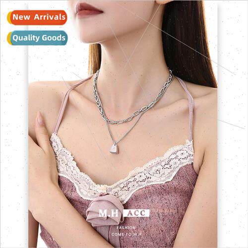 Pink Oil Drops Fortune Necklace Women Double Layers che Vint