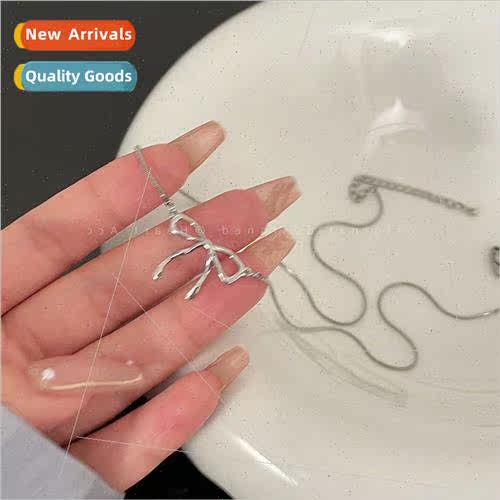 Summer simple bow pendant necklace female niche collarbone c