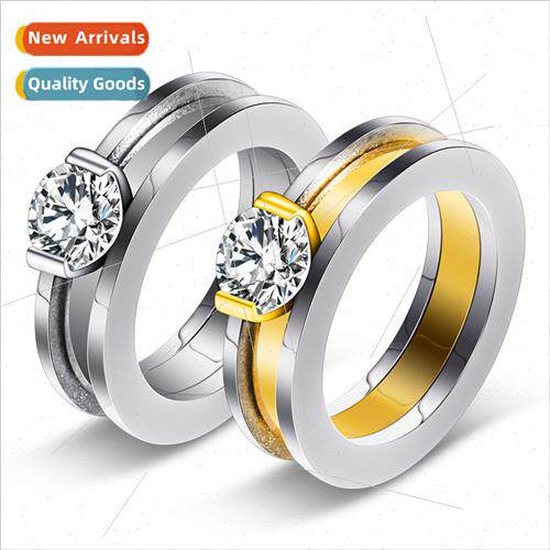 Korea Ins Couple Ring Interlocking Gold Stainless Steel Ring