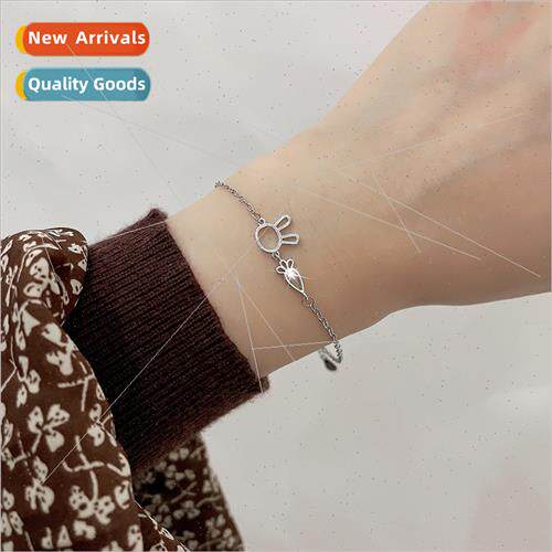 Cute carrot rabb bracelet flash diamond hollow simple INS gi