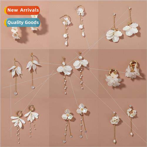 Earrings accessories alloy resin flowers long tassel earring