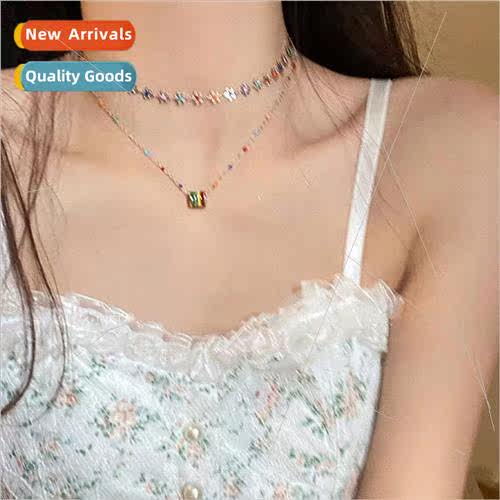 Colorful beaded small flower necklace female summer new coll