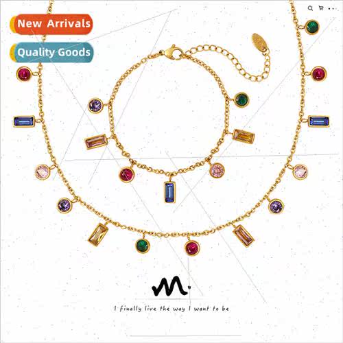 No color loss ins multiple color zirconia jewelry set tassel