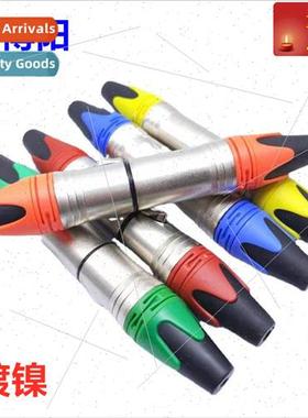 Five-color copper pin nickel-plated microphone plug three co