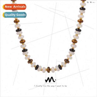 Vintage niche ethnic natural whe jade tiger eye stone handma