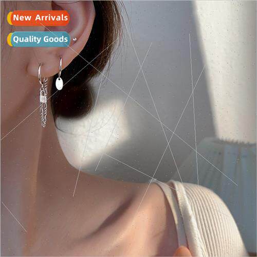 Lock geometric chain earrings fashion asymmetric round pcs s