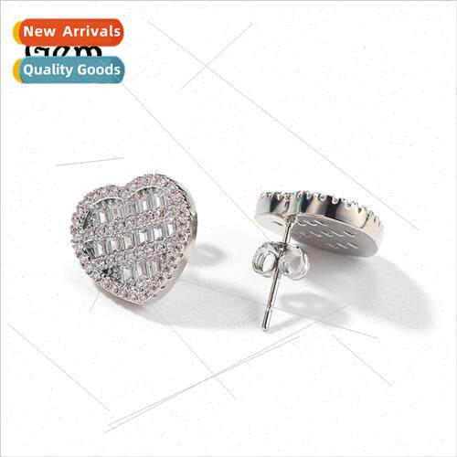 Europe love earrings ins copper inlaid zirconia retro nd hip
