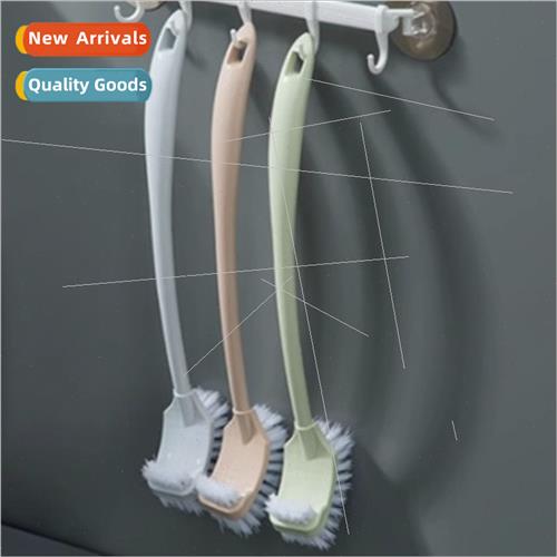 Plastic curved long handle double-sided toilet brush all-rou