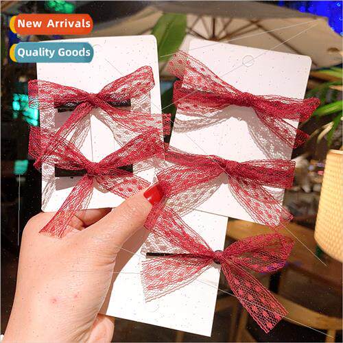 Red Ribbon Hair Clips 2pcs Hair Rope Hair Ring Rubber BLace