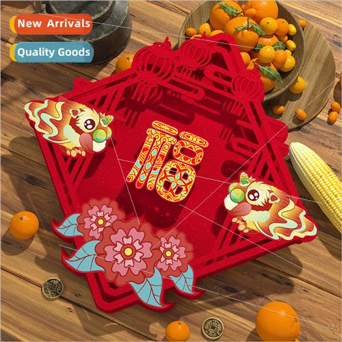 Chinese New Year scene decoration blessed door stickers velv