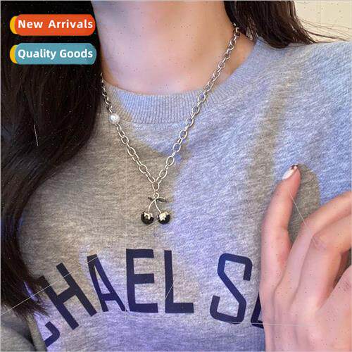 Cherry pendant necklace women sweater chain 2022 new tide ni