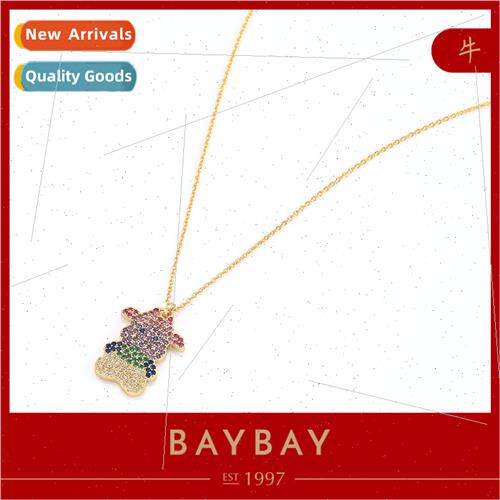Colorful cow rhinestone necklace women Fashion gold cow neck