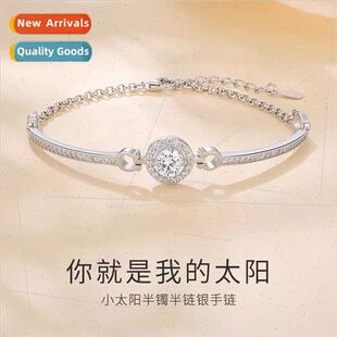 s925 silver small sun inlaid bracelet women strings delicate