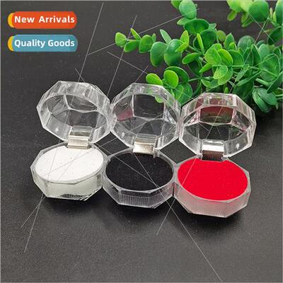 Acrylic flip jewelry box small octagonal transparent crystal