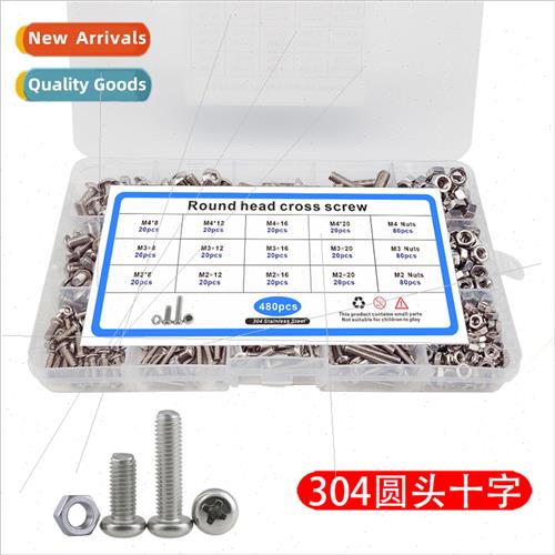 480pcs Combination Set 304 Pan Head Screws Bolts Nuts Philli
