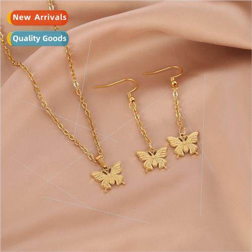 New fashion stainless steel butterfly earrings necklace set