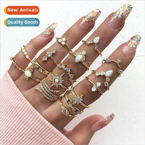 New bohemian wh diamonds combination ring ring set fashion w