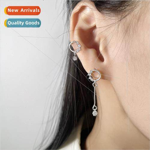 zirconia earrings female thin Korea goddess long asymmetric