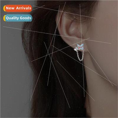 Moonstone Butterfly Earrings Delicate Diamonds Chain Double