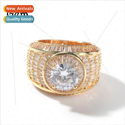 Europe hip-hop index finger ring new copper inlaid zirconia
