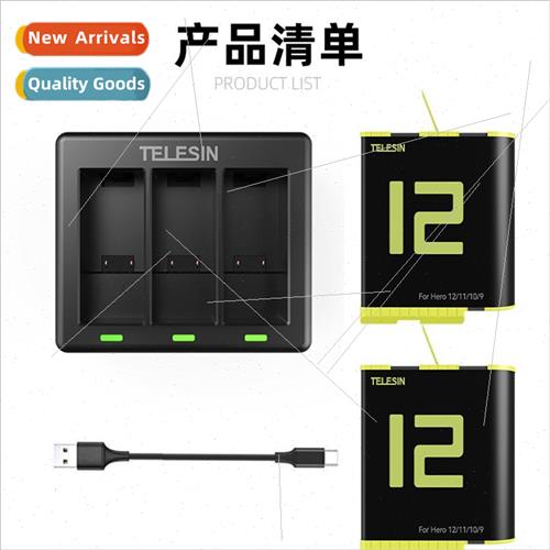 适用Gopro hero12 11/10 9 battery charger full decode 1750mAh