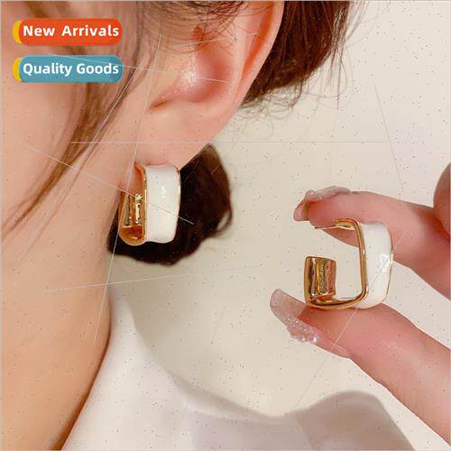 French retro simple geometric oil drop earrings female s925