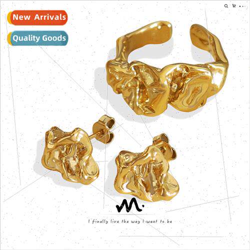 Women retro Korea niche embossed chic bumpy ring earrings je