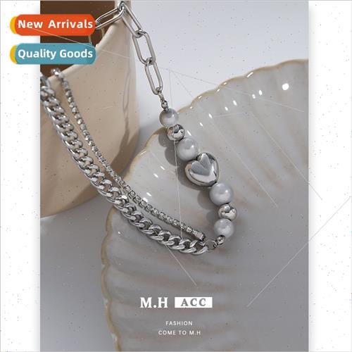 Love bead splicing necklace female chain cold wind sweet coo