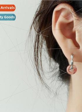 Peace buckle earrings clashing color agate earrings black ja