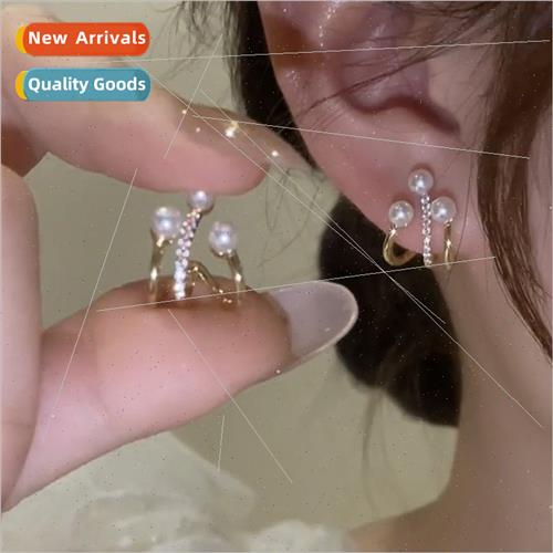 S925 silver needle exquise small zirconia pearl earrings ear