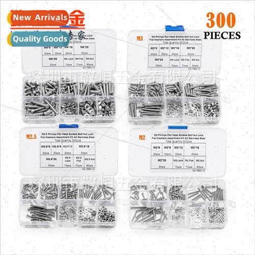 300pcs Stainless Steel 304 Phillips Pan Head Machine Screws