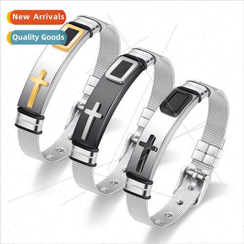 stainless steel Watch BMesh Bracelet Interlocking Gold Cross