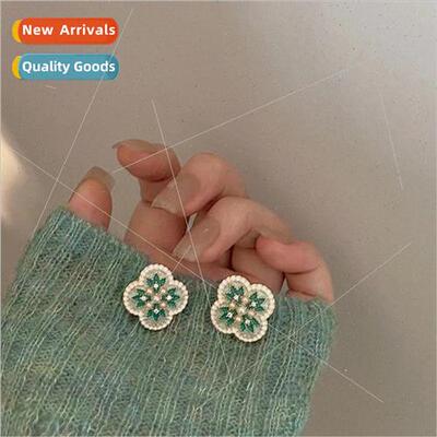 s925 palace retro drip glaze flower earrings female niche fr