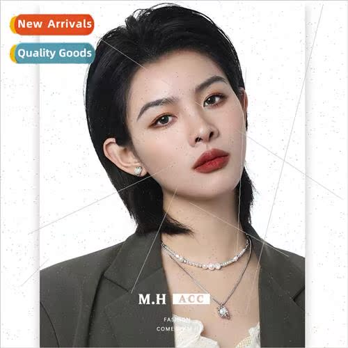 Koreaatural pearl earrings female 925 silver needle sweet ea