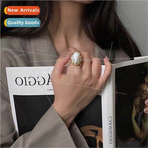 Europe geometric irregular pearl ring fashion retro finger r