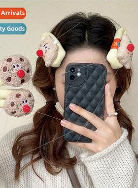 Korea cute plush cookie cutter hair clips female ehead side