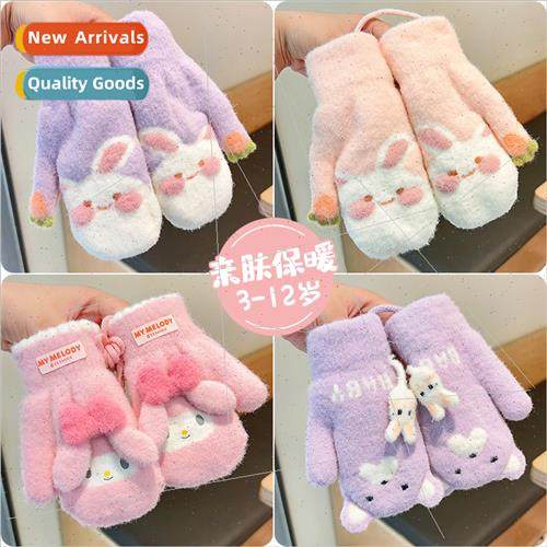 2023 fall winter new children cute hanging neck gloves carto