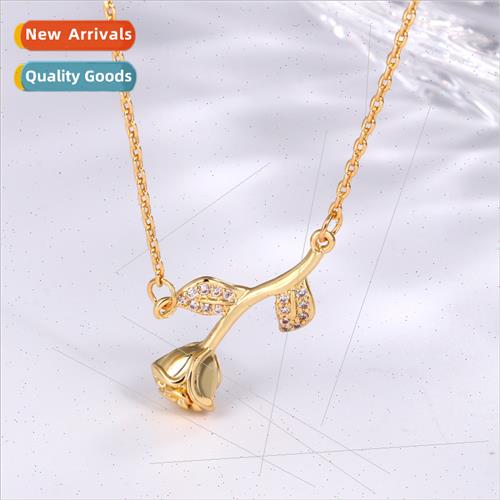 Korea Slim rose necklace female summer niche gold hundred ma