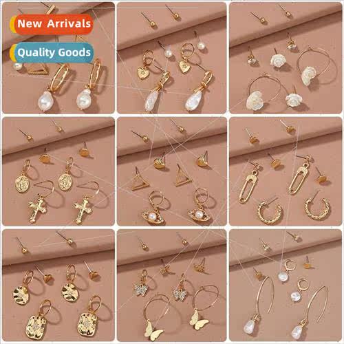 Europe ins retro metal square geometric earrings new fashion