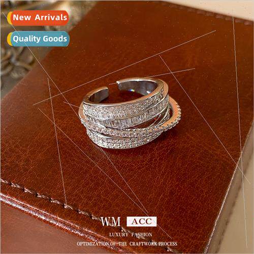 Zircon round cross multi-layer open ring hundred match index