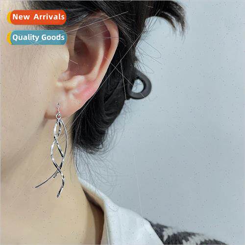 Korea earrings female long elegant commuter earrings wavy ta