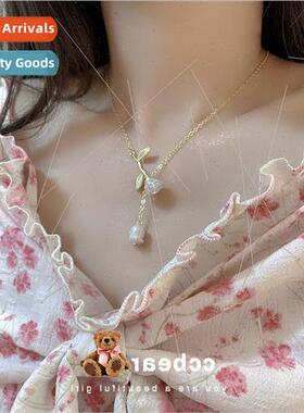 French rose necklace spring new gentle water drop pendant lo