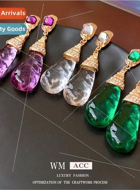 lver needle antique diamond glazed water drop earrings lerar