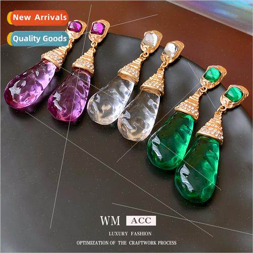 lver needle antique diamond glazed water drop earrings lerar