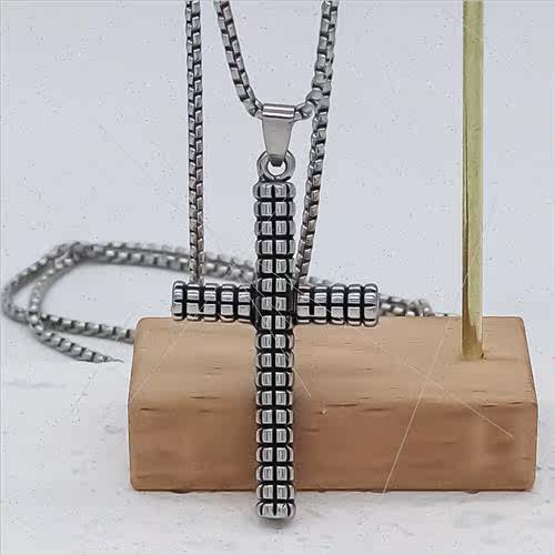 metal cross pendant necklace plaid graphic accessories men w