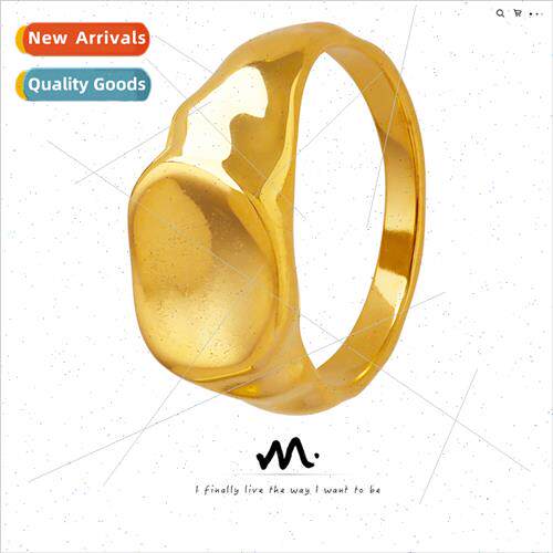 Shaped irregular chic ins Europe grid glossy ring female sta
