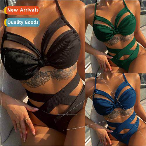 New P Stripe Europe Sexy Swimsu Solid Color Bikini Swimsu LG